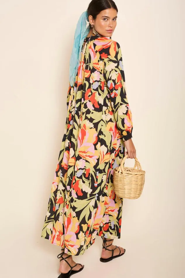 Women RIXO All Clothing Kahlo Cotton Midi Dress Cece Floral Black