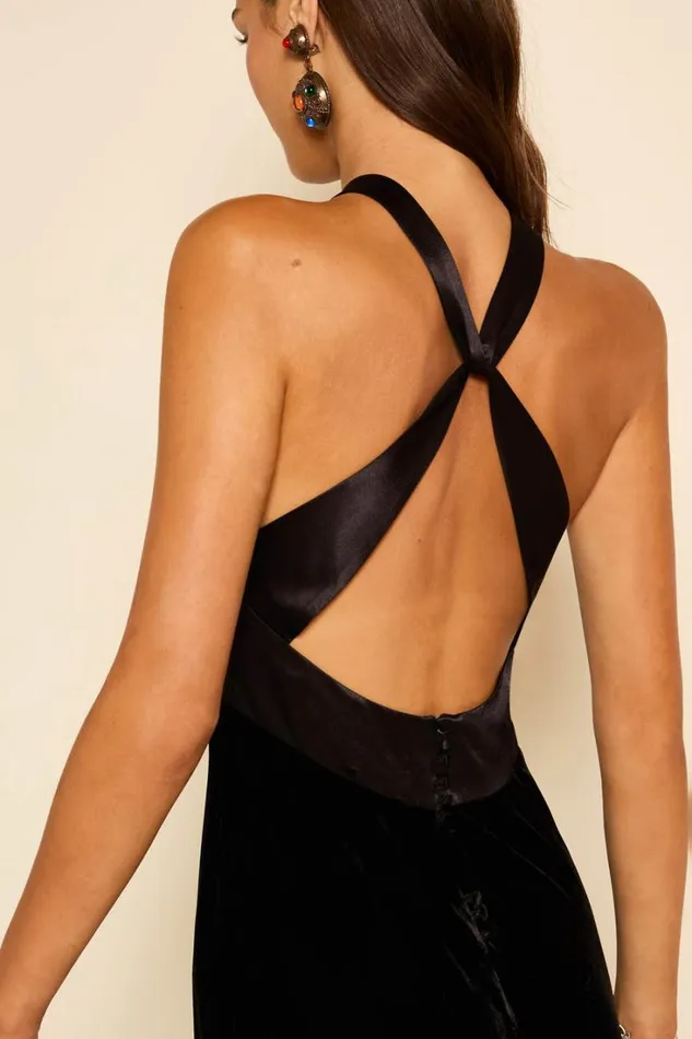Women RIXO All Clothing Losanna Velvet Maxi Dress Black