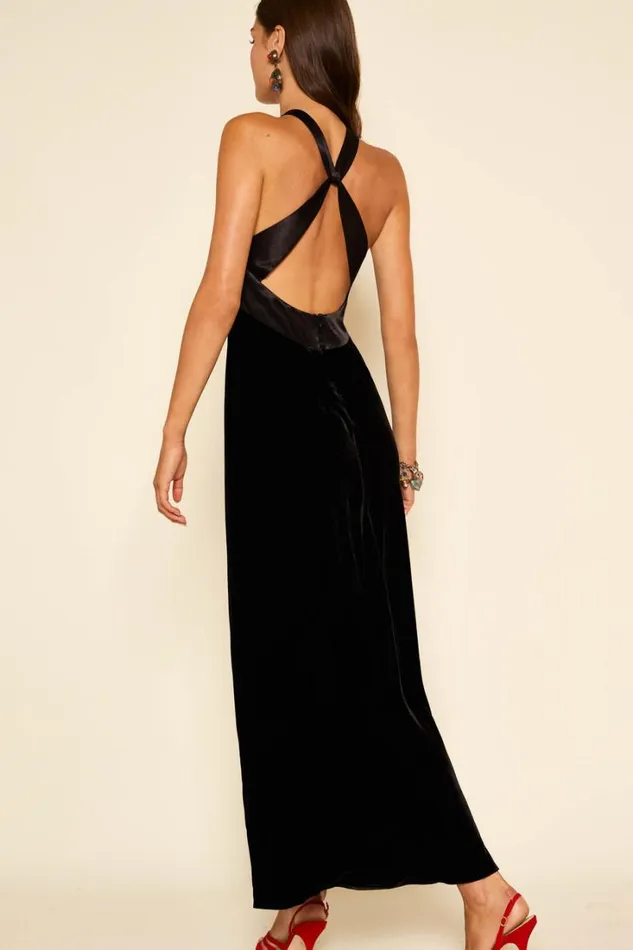 Women RIXO All Clothing Losanna Velvet Maxi Dress Black