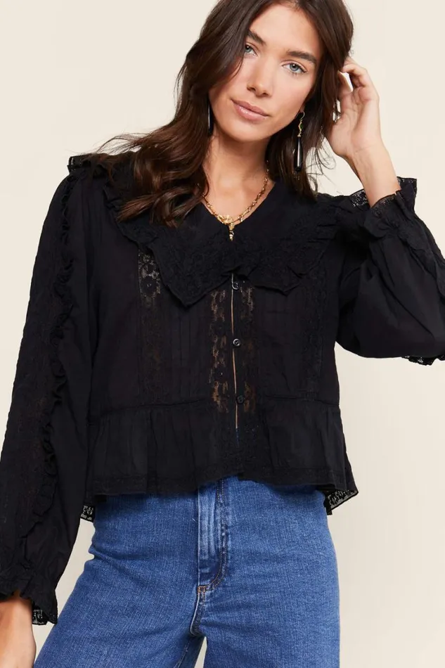Women RIXO All Clothing Maribelle Cotton Blouse Black