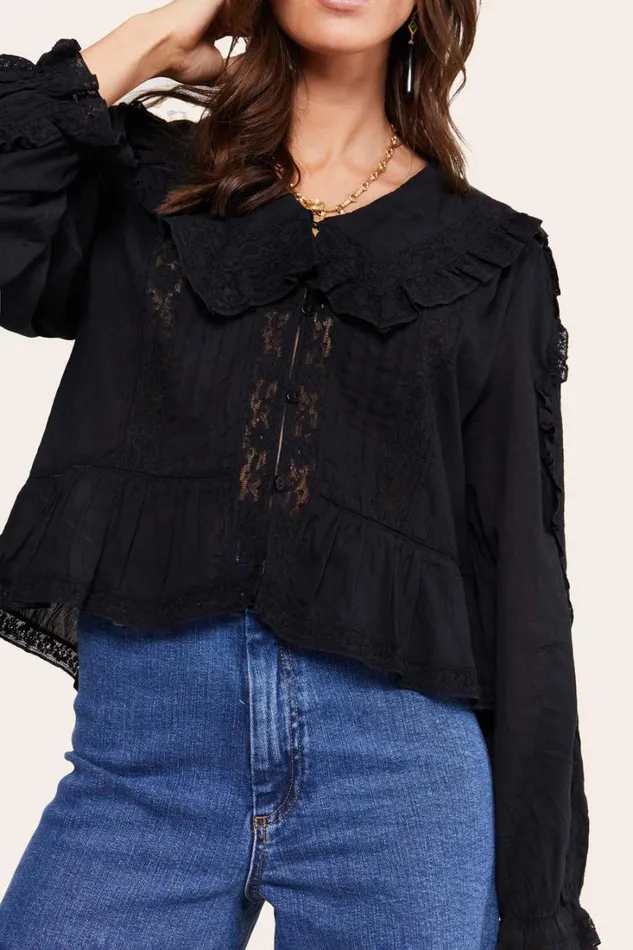 Women RIXO All Clothing Maribelle Cotton Blouse Black