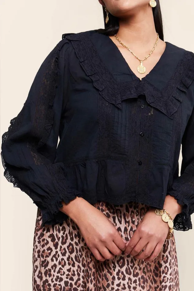 Women RIXO All Clothing Maribelle Cotton Blouse Black
