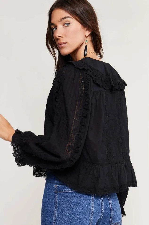 Women RIXO All Clothing Maribelle Cotton Blouse Black