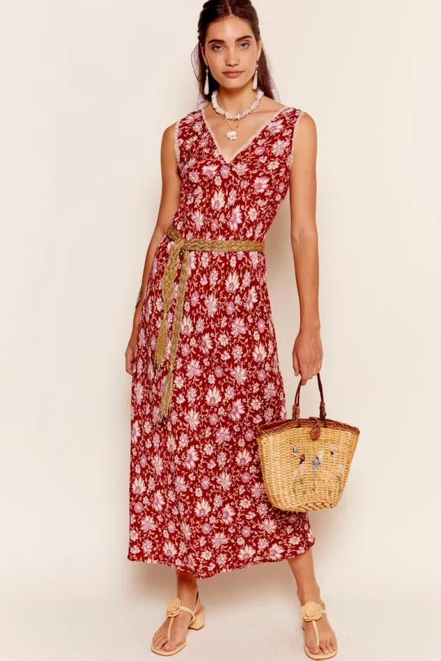 Women RIXO All Clothing Sandrine Midi Dress Jaipur Floral Red