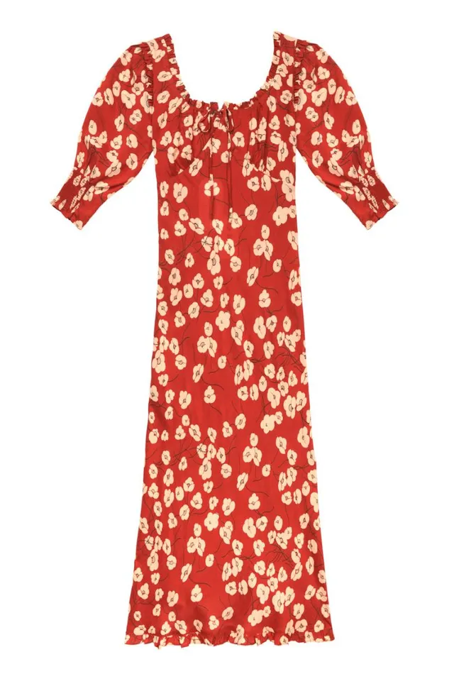 Women RIXO All Clothing Sathya Midi Dress Autumn Cherry Ochre