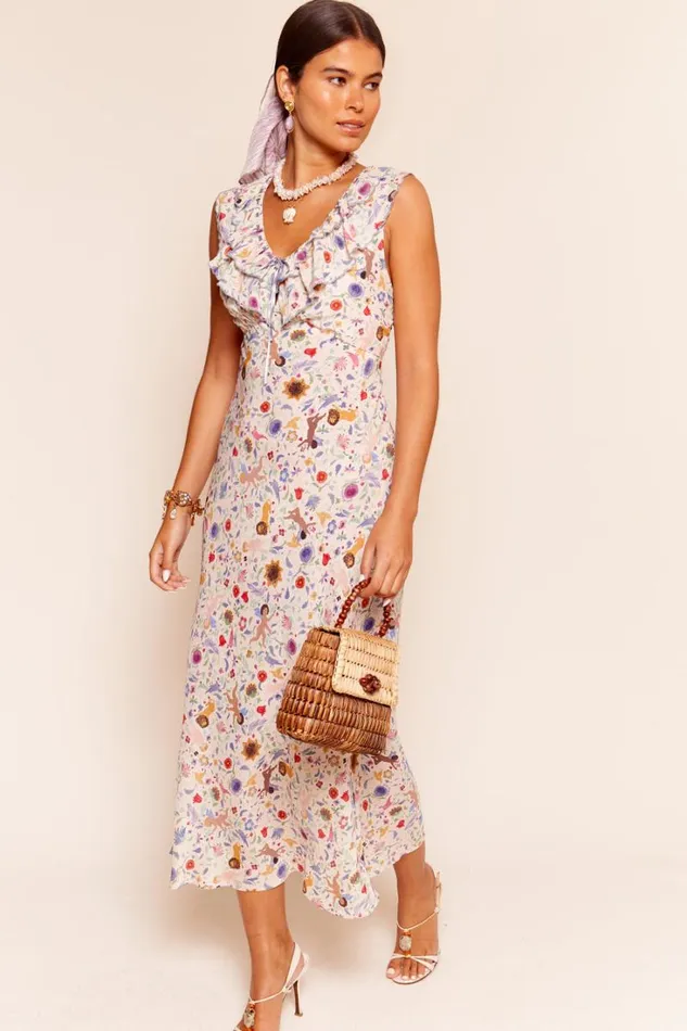 Women RIXO All Clothing Seraphina Midi Dress Angel Floral Cream