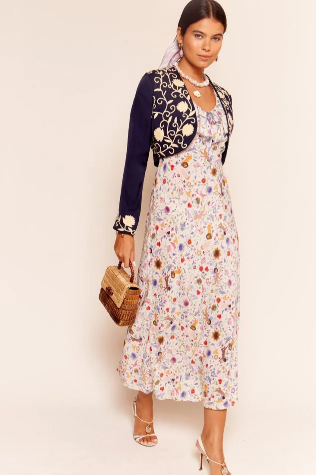 Women RIXO All Clothing Seraphina Midi Dress Angel Floral Cream