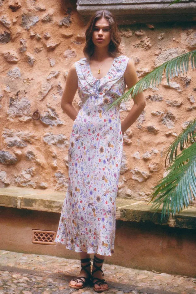 Women RIXO All Clothing Seraphina Midi Dress Angel Floral Cream