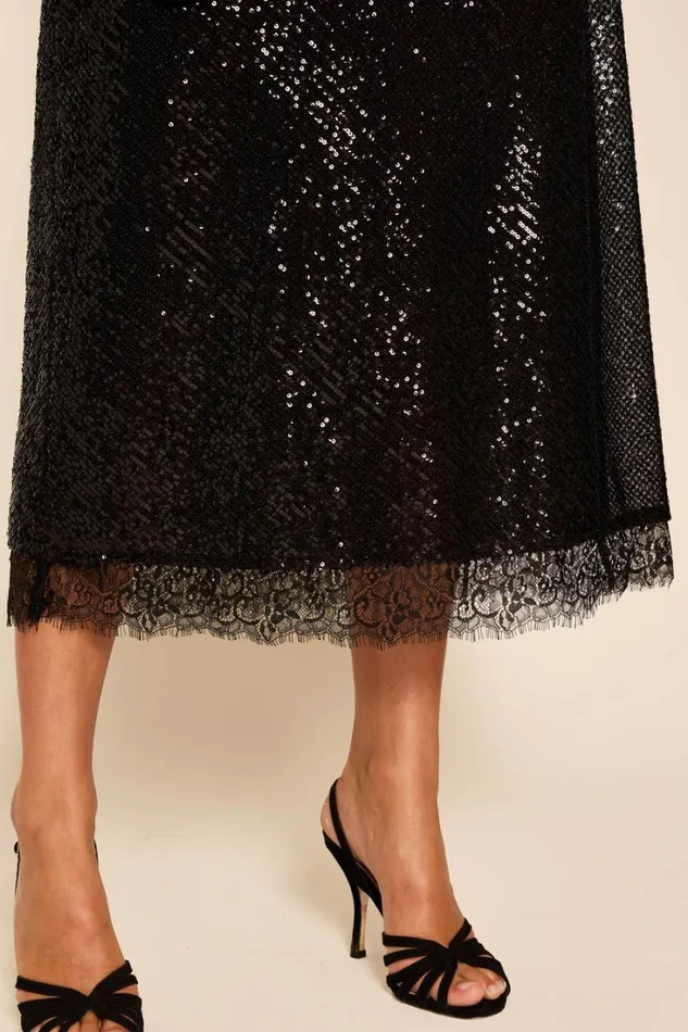 Women RIXO All Clothing Verena Sequinned Maxi Dress Embellishment Black
