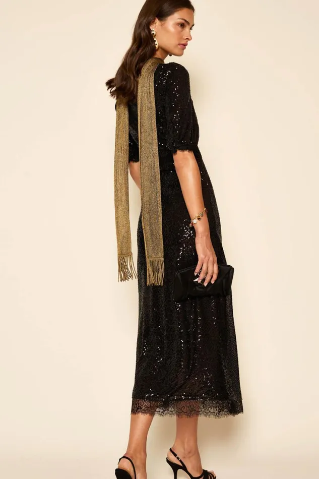 Women RIXO All Clothing Verena Sequinned Maxi Dress Embellishment Black