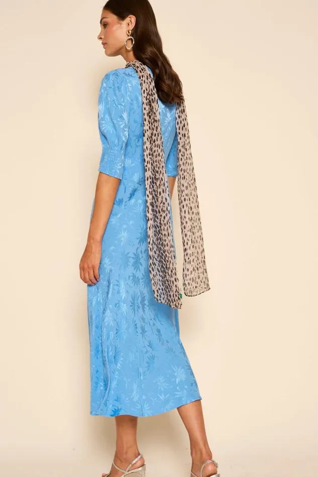 Women RIXO All Clothing Zadie Jacquard Midi Dress Daisy Jacquard Blue