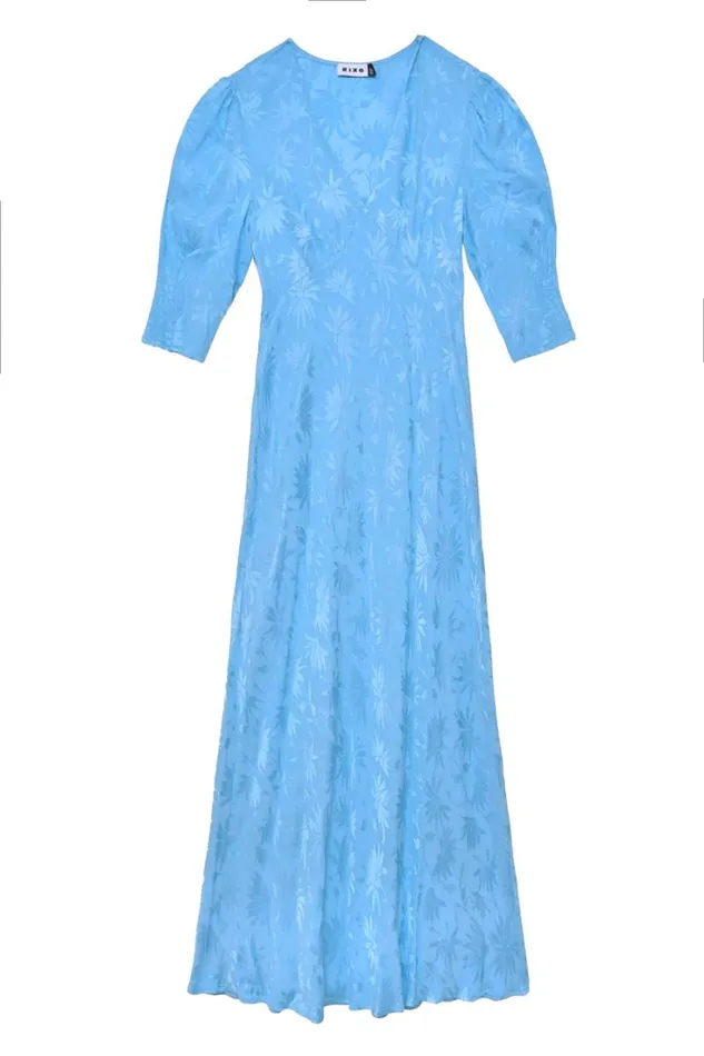 Women RIXO All Clothing Zadie Jacquard Midi Dress Daisy Jacquard Blue