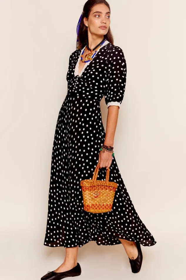 Women RIXO Extended Sizing Juniper Midi Dress Bohemia Spot Navy