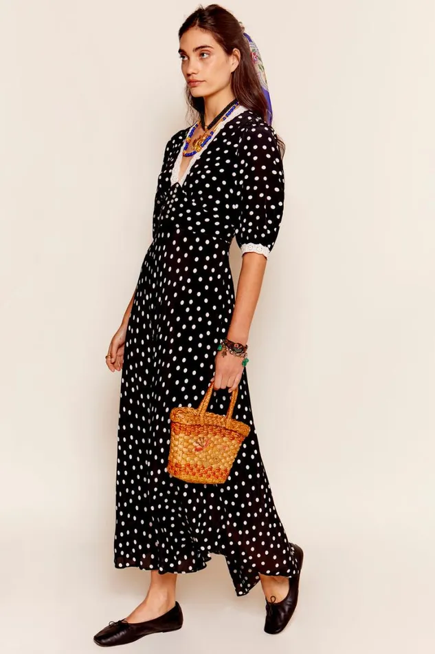 Women RIXO Extended Sizing Juniper Midi Dress Bohemia Spot Navy