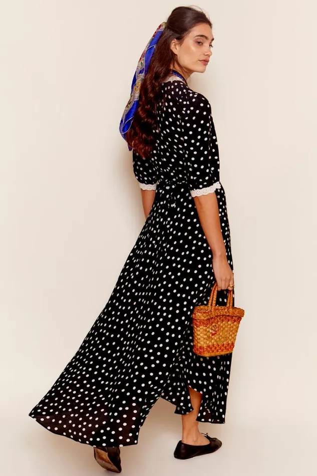 Women RIXO Extended Sizing Juniper Midi Dress Bohemia Spot Navy