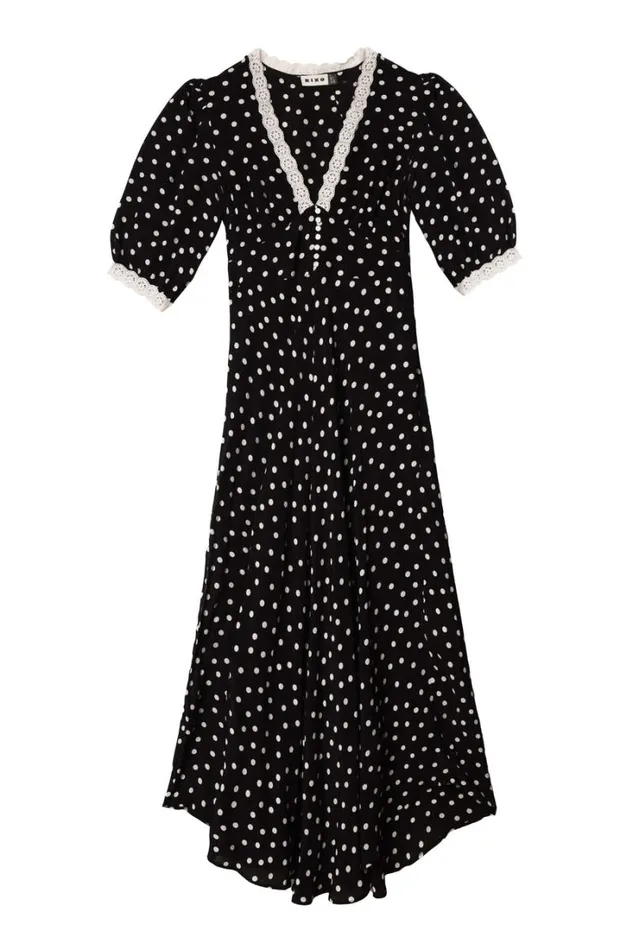 Women RIXO Extended Sizing Juniper Midi Dress Bohemia Spot Navy