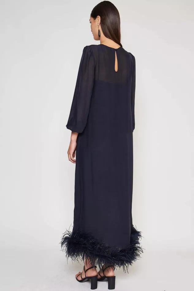 Women RIXO Last Chance Ellodie Silk Maxi Dress Deep Navy Feather