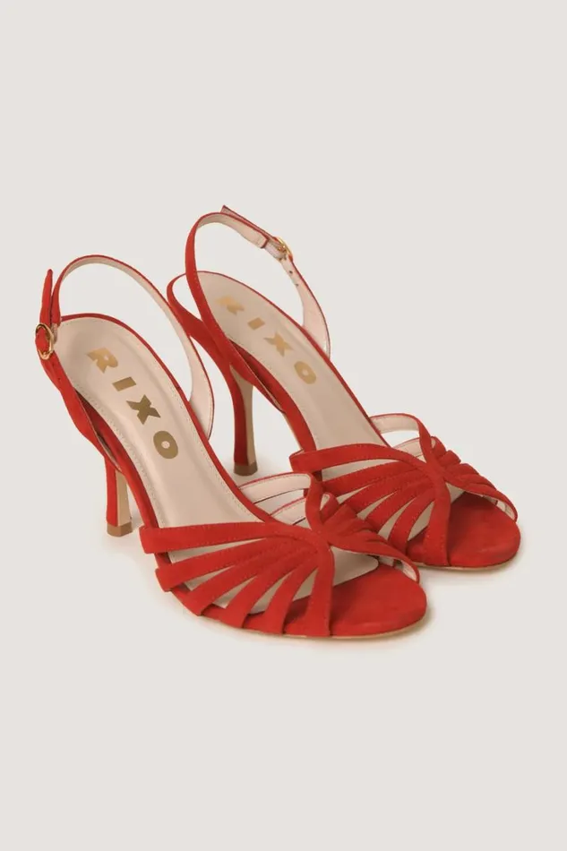 Women RIXO Shoes Mavi Suede Sandals Red