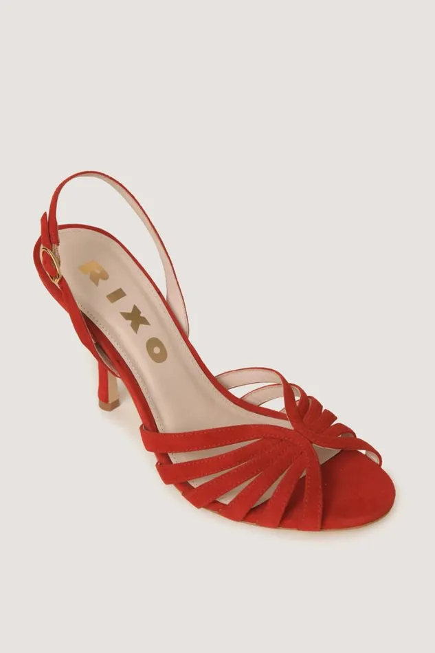 Women RIXO Shoes Mavi Suede Sandals Red
