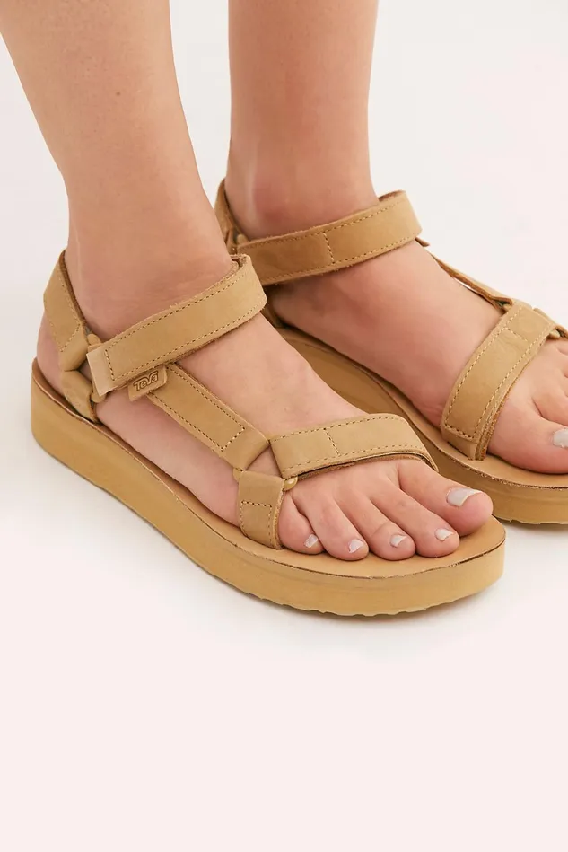 Women Sandals Free People Teva Midform Universal Leather Sandals Desert Sand