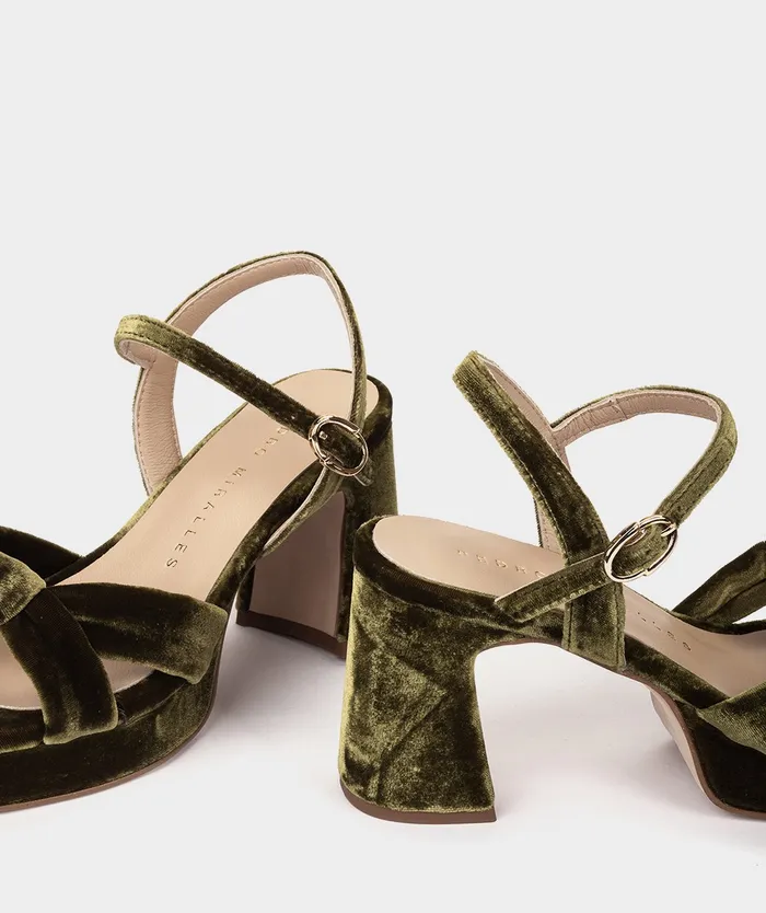 Women Santander Green 8211 Heeled Sandals Pedro Miralles