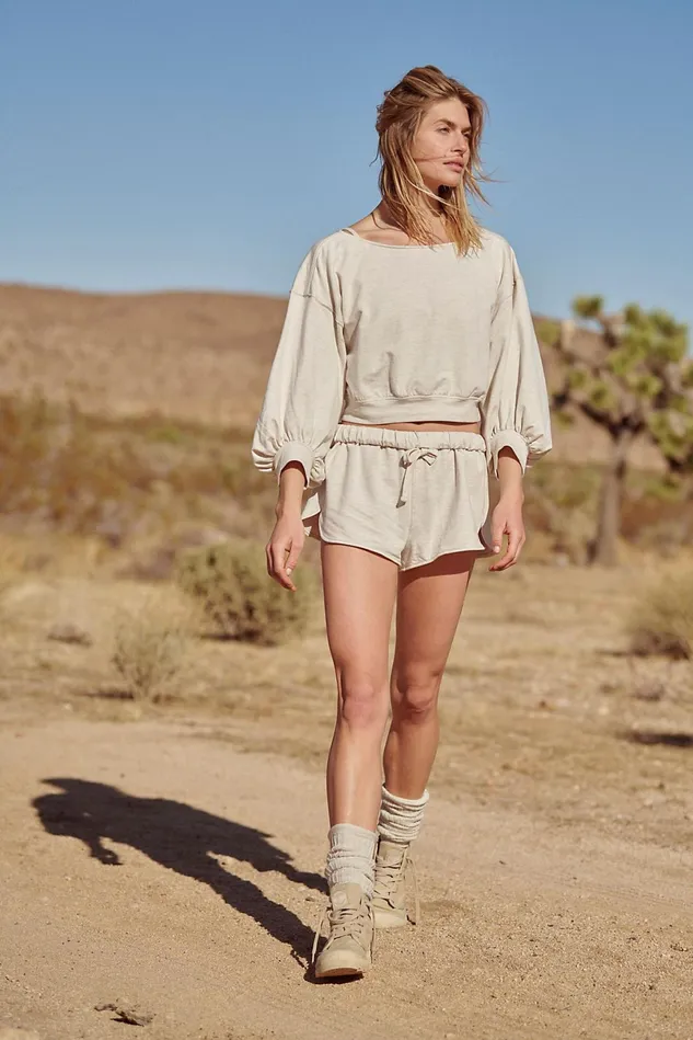 Women Shorts Free People Spring Forward Set Oatmeal Heather