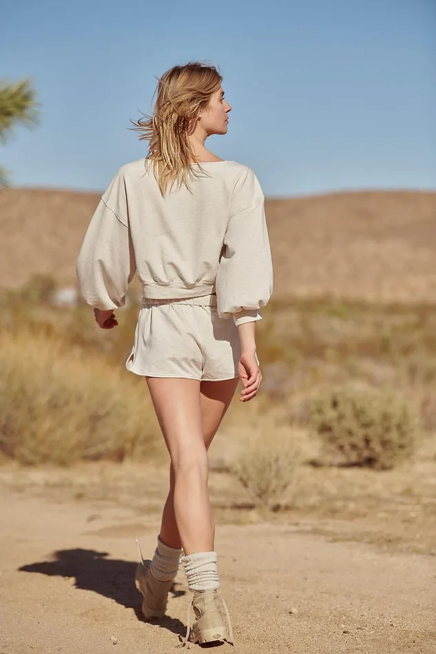 Women Shorts Free People Spring Forward Set Oatmeal Heather