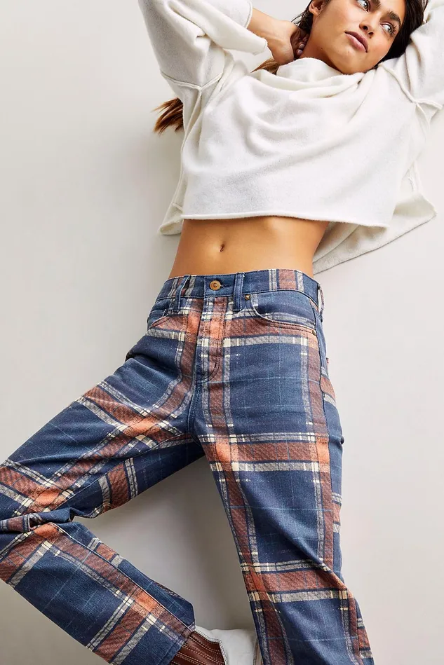 Women Statement Jeans Free People Baker Plaid Boyfriend Jeans Tokyo Blue Plaid Women Statement Jeans Free People Baker Plaid Boyfriend Jeans Tokyo Blue Plaid