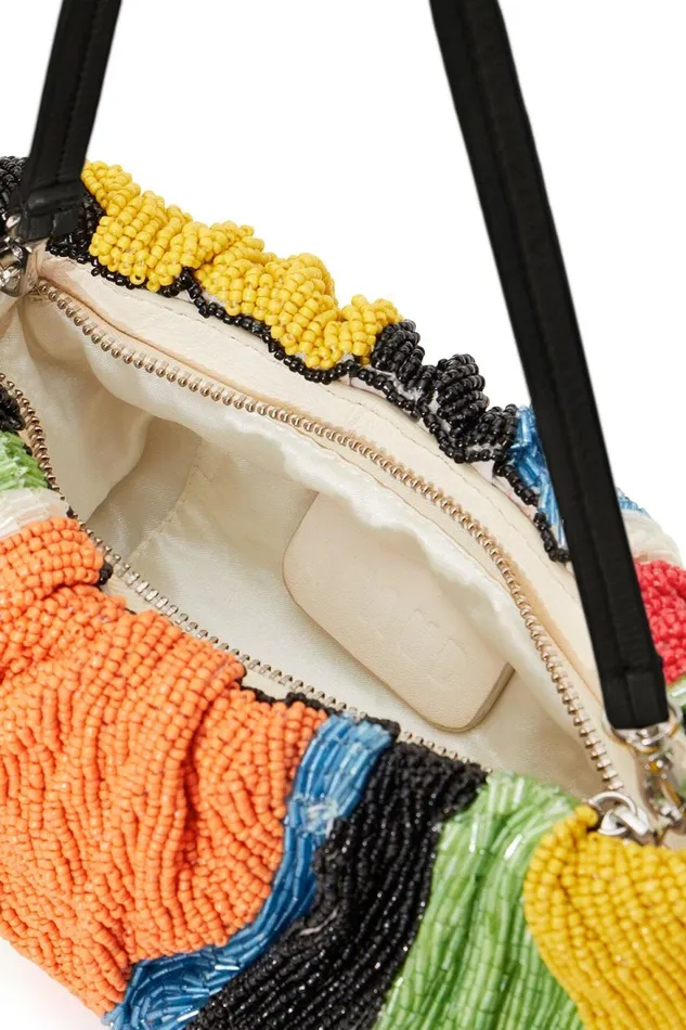 Women STAUD Clutches BEADED BEAN BAG MARBLE WAVE
