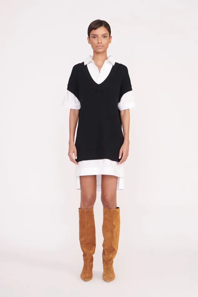 Women STAUD Dresses BRIDGET DRESS BLACK WHITE