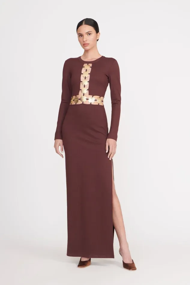 Women STAUD Dresses DELPHINE DRESS DARK CHOCOLATE