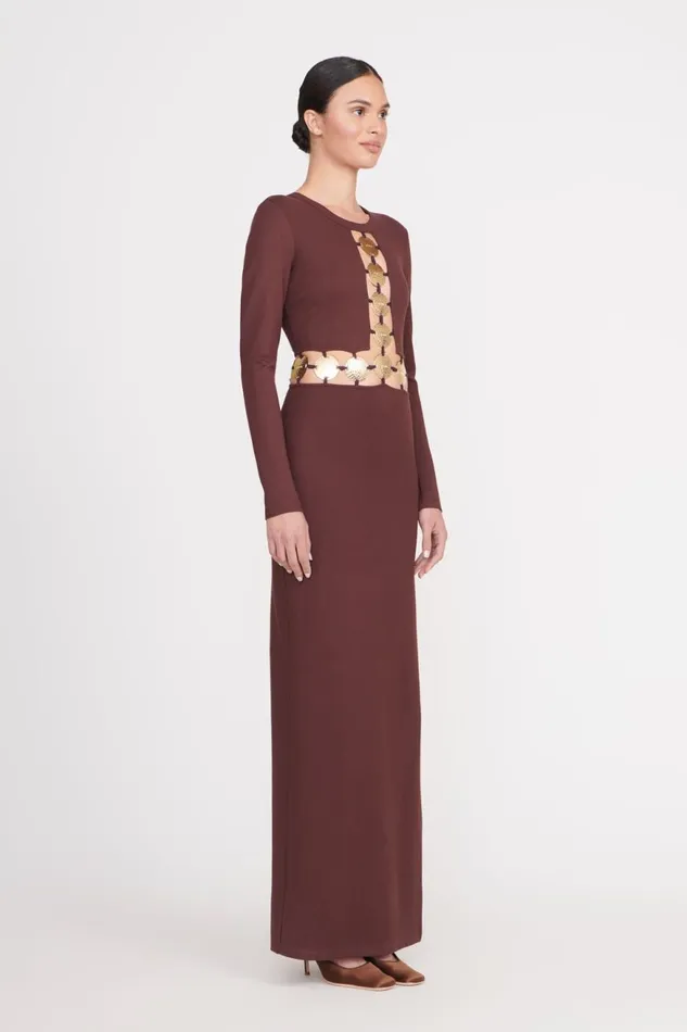 Women STAUD Dresses DELPHINE DRESS DARK CHOCOLATE Women STAUD Dresses DELPHINE DRESS DARK CHOCOLATE