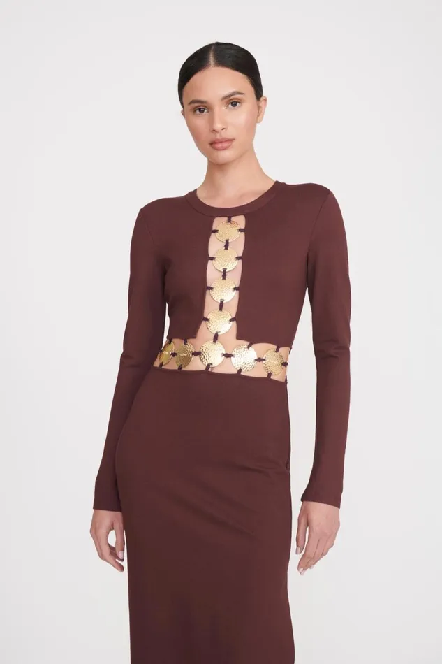 Women STAUD Dresses DELPHINE DRESS DARK CHOCOLATE Women STAUD Dresses DELPHINE DRESS DARK CHOCOLATE