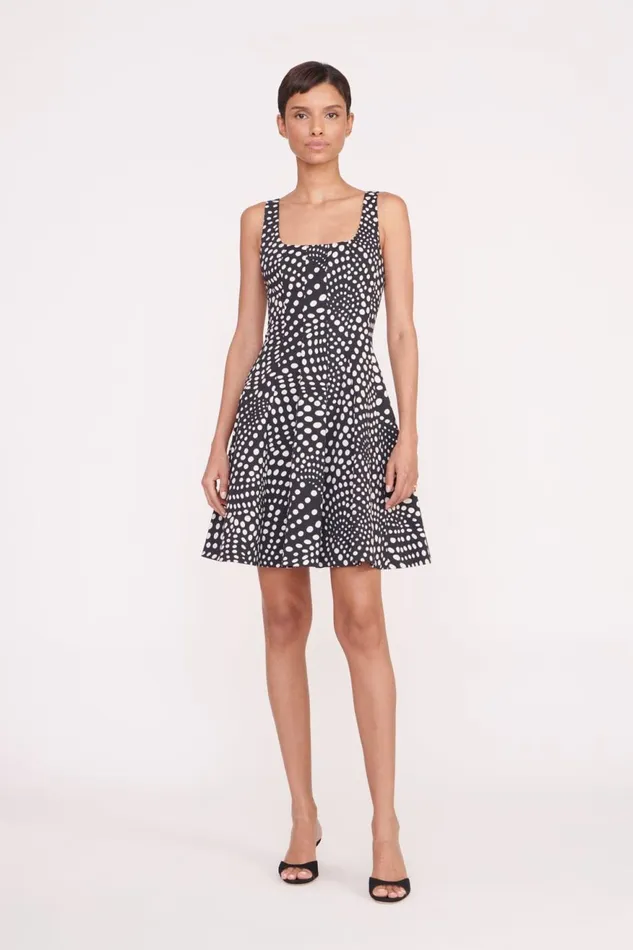 Women STAUD Dresses MINI WELLS DRESS BLACK WAVY DOT