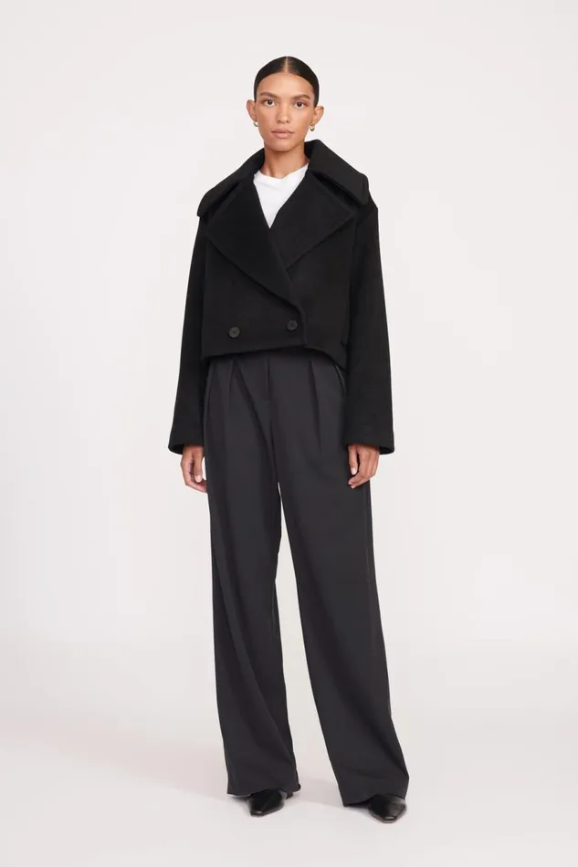 Women STAUD Outerwear and Jackets CARVER CROPPED COAT BLACK Women STAUD Outerwear and Jackets CARVER CROPPED COAT BLACK