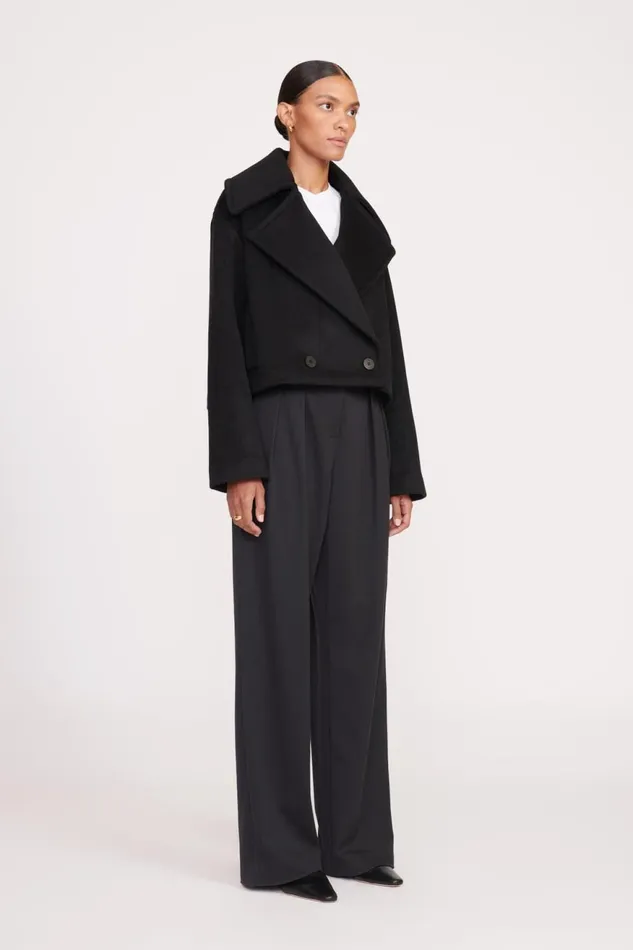 Women STAUD Outerwear and Jackets CARVER CROPPED COAT BLACK Women STAUD Outerwear and Jackets CARVER CROPPED COAT BLACK