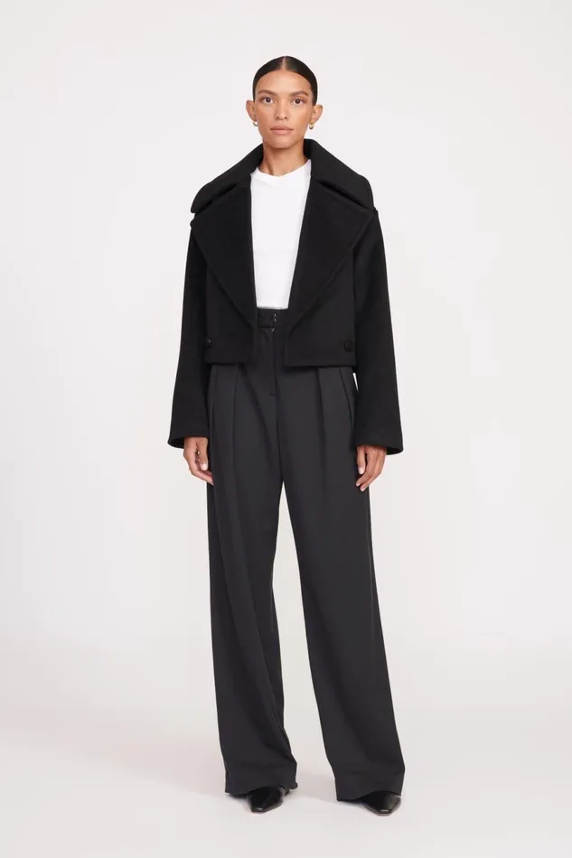 Women STAUD Outerwear and Jackets CARVER CROPPED COAT BLACK Women STAUD Outerwear and Jackets CARVER CROPPED COAT BLACK