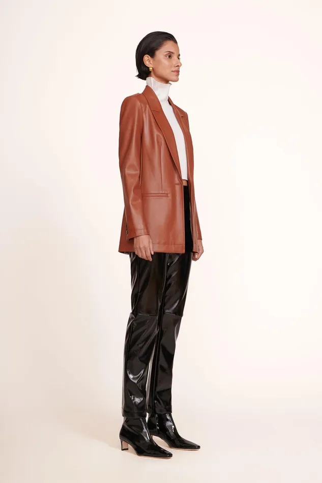 Women STAUD Outerwear and Jackets MADDEN BLAZER WHISKEY VEGAN LEATHER