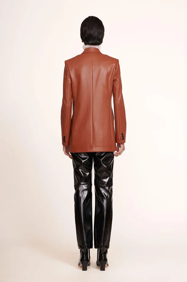 Women STAUD Outerwear and Jackets MADDEN BLAZER WHISKEY VEGAN LEATHER