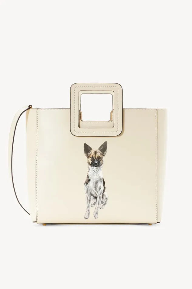 Women STAUD Pet Handbags CUSTOM SHIRLEY LEATHER BAG CREAM