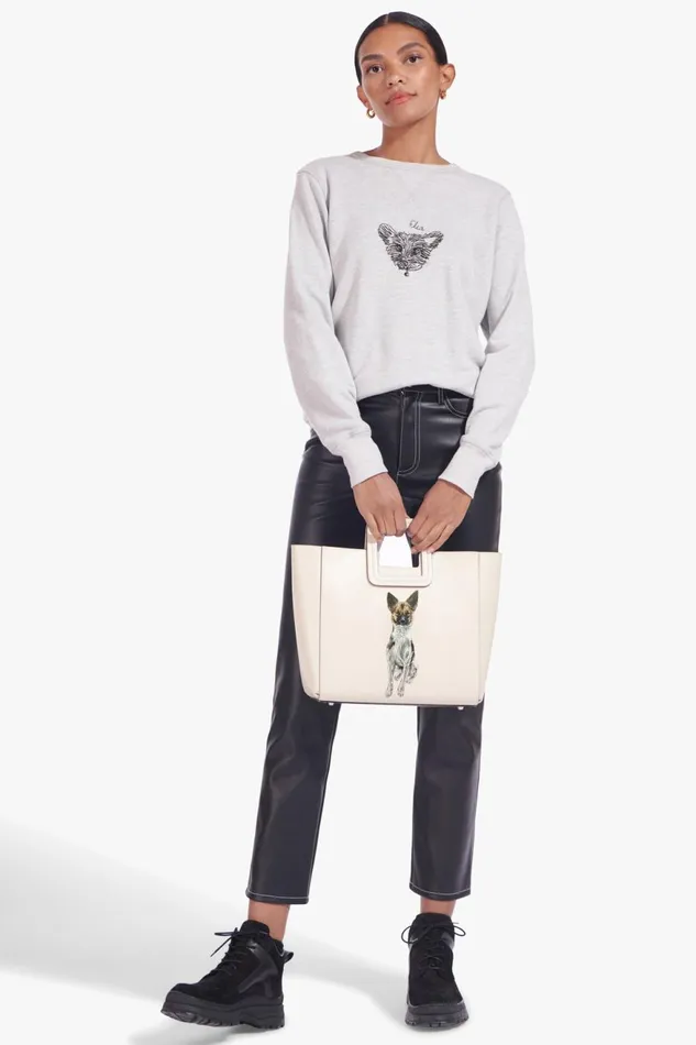 Women STAUD Pet Handbags CUSTOM SHIRLEY LEATHER BAG CREAM