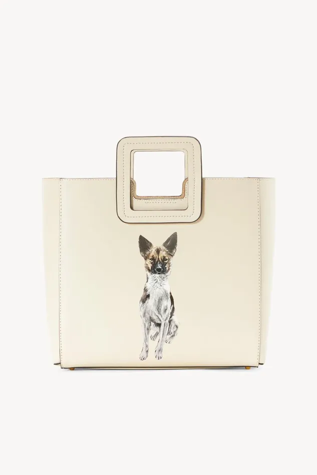Women STAUD Pet Handbags CUSTOM SHIRLEY LEATHER BAG CREAM