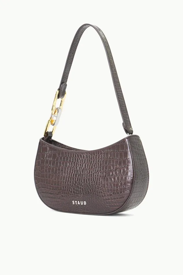 Women STAUD Shoulder BRADY SHOULDER BAG ESPRESSO CROC EMBOSSED