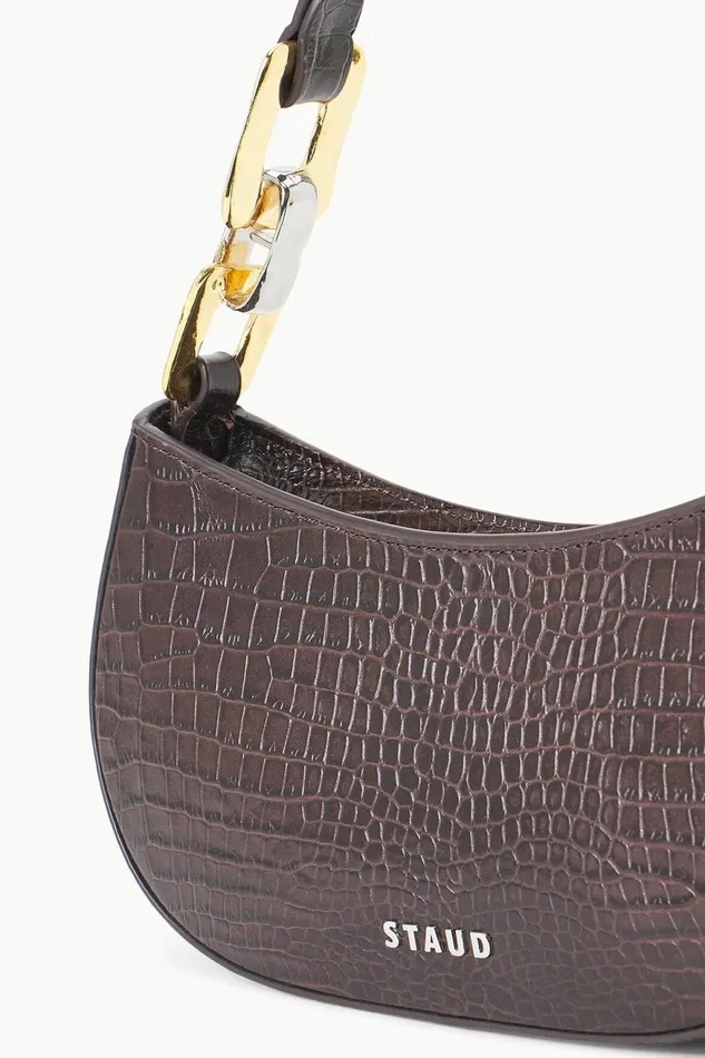 Women STAUD Shoulder BRADY SHOULDER BAG ESPRESSO CROC EMBOSSED