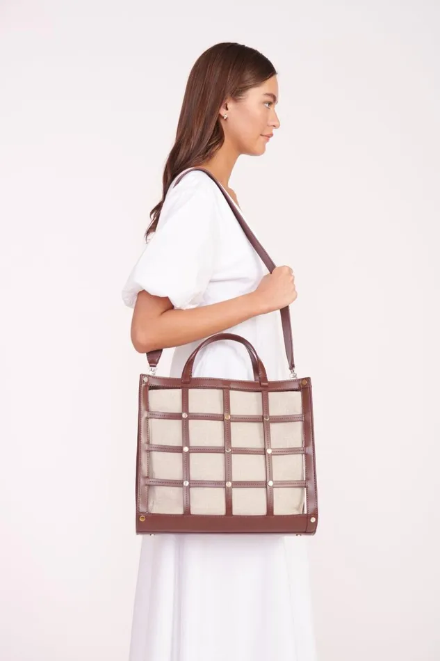Women STAUD Shoulder EMMA TOTE MAHOGANY NATURAL Women STAUD Shoulder EMMA TOTE MAHOGANY NATURAL