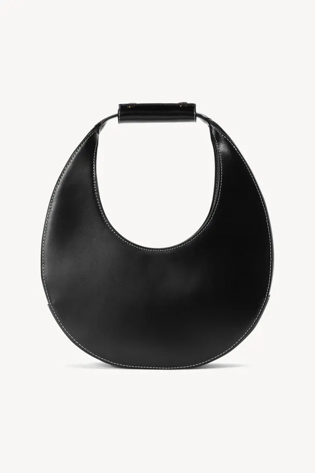 Women STAUD Shoulder MOON BAG BLACK