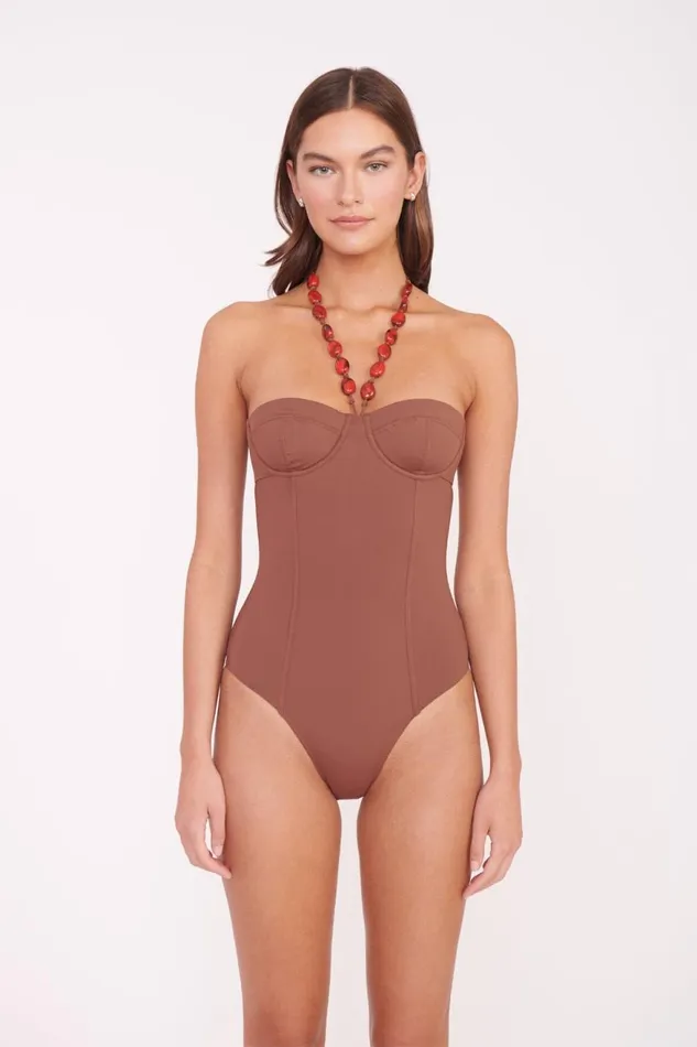 Women STAUD Swim HARPER BEADED ONE PIECE CLOVE