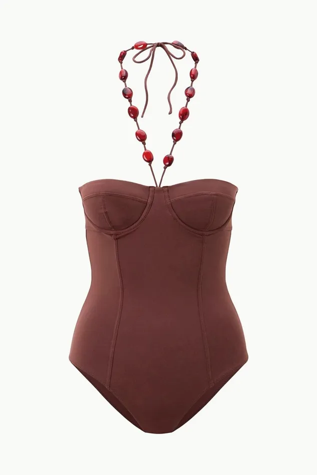 Women STAUD Swim HARPER BEADED ONE PIECE CLOVE