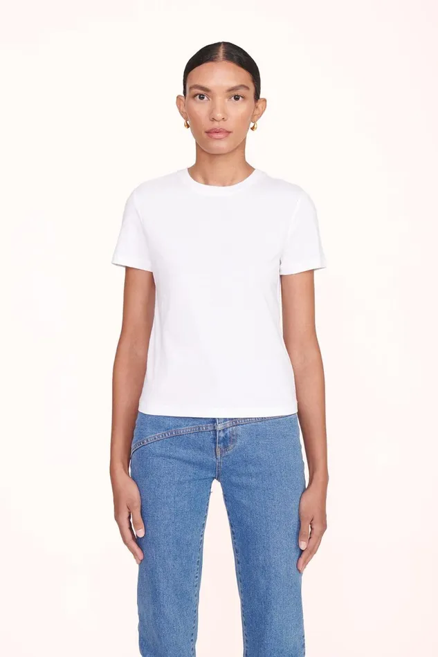 Women STAUD Tops CREW NECK T SHIRT WHITE