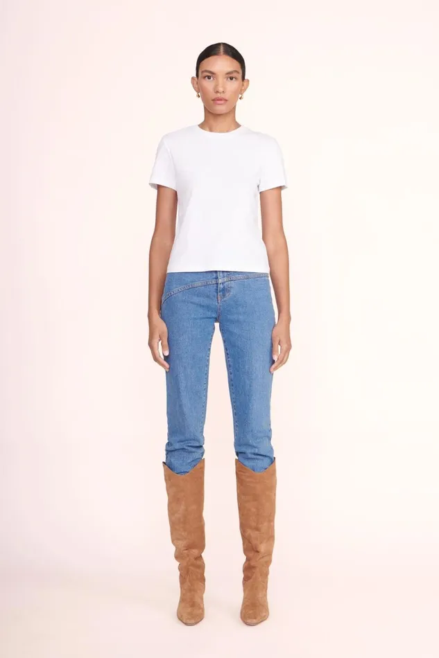 Women STAUD Tops CREW NECK T SHIRT WHITE